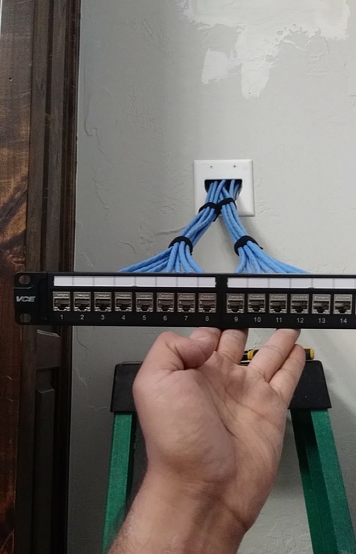 Real Ethernet cables prepared for a patch panel